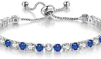 Kose 925 Sterling Silver Bracelets for Women and Men | 4mm Sapphire Ruby Emerald Cubiz Zirconia Classic Tennis Bracelet | Size 6.5-8 inches